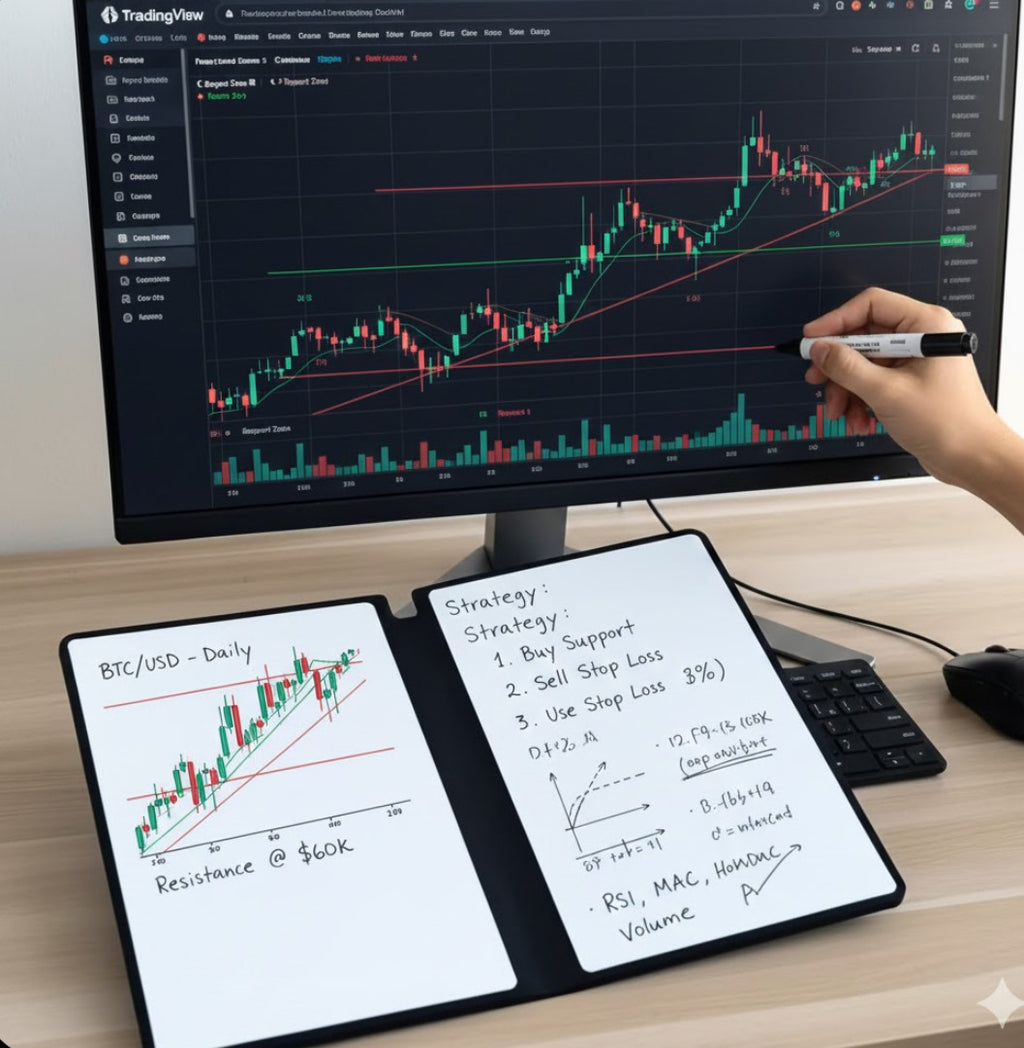 Trade Pad-  Reusable Whiteboard Notebook Day Trading Notebook Designed for Young Entrepreneur's,  People With ADHD